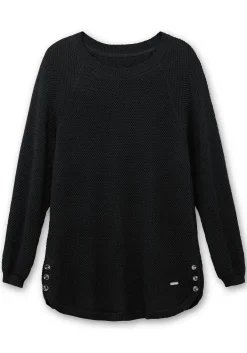 Pullover im Strukturstrick, mit Zierknöpfen seitlich