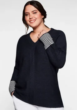 Pullover mit geringeltem Ärmelbündchen