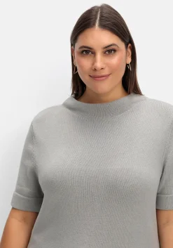 Pullover mit Halbarm und Stehkragen
