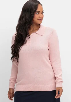 Pullover mit Polokragen, in melierter Optik