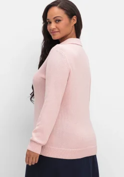 Pullover mit Polokragen, in melierter Optik
