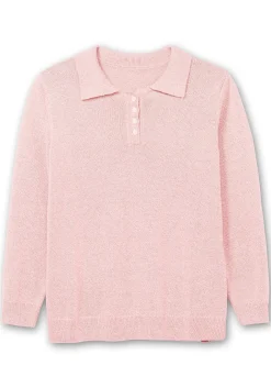 Pullover mit Polokragen, in melierter Optik