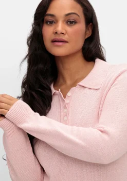 Pullover mit Polokragen, in melierter Optik