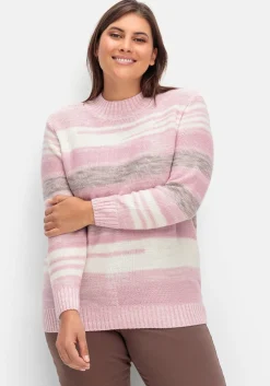 Pullover mit Stehkragen und Blockstreifen