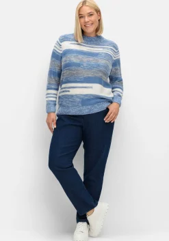 Pullover mit Stehkragen und Blockstreifen