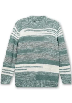 Pullover mit Stehkragen und Blockstreifen