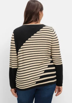 Pullover mit Streifenmuster und Ziersteinchen