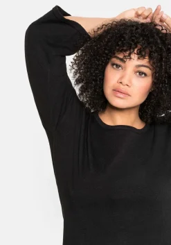 Pullover mit 7/8-Trompetenärmeln, aus Flammgarn