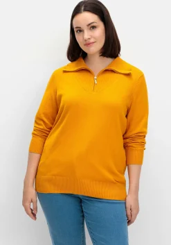 Pullover mit Troyerkragen und Reißverschluss