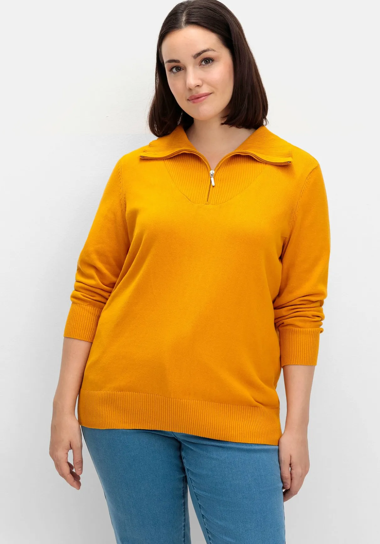 Pullover mit Troyerkragen und Reißverschluss