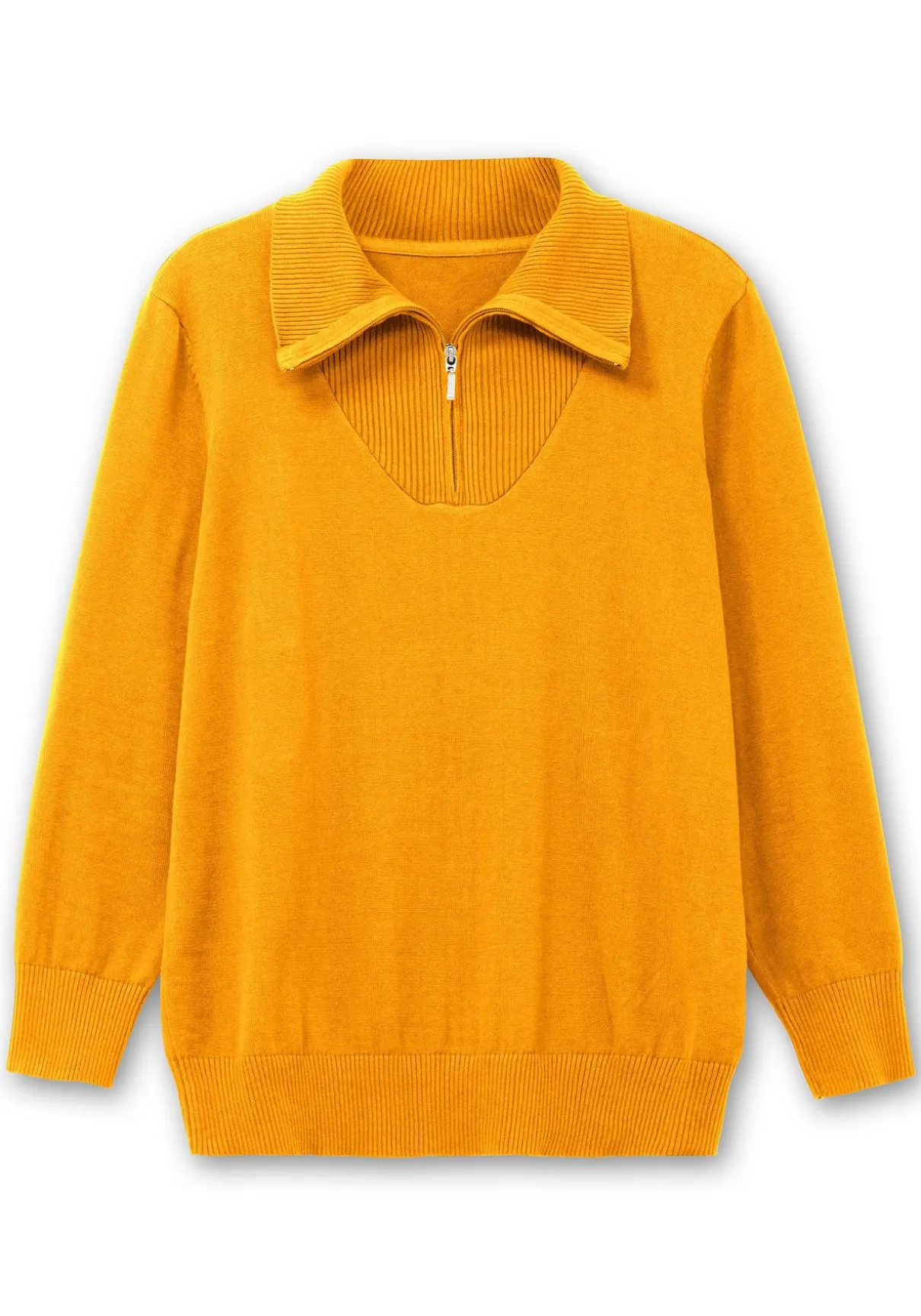 Pullover mit Troyerkragen und Reißverschluss