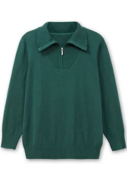 Pullover mit Troyerkragen und Reißverschluss