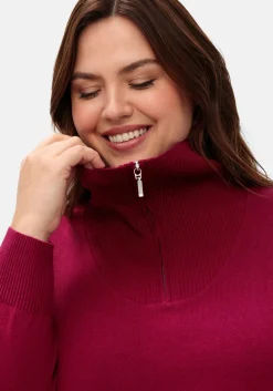Pullover mit Troyerkragen und Reißverschluss