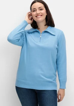 Pullover mit Troyerkragen und Reißverschluss