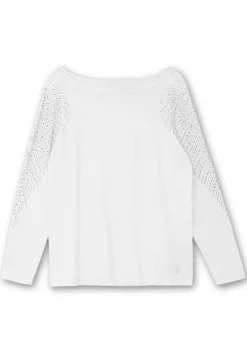 Pullover mit U-Boot-Ausschnitt und Glitzersteinen