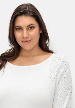 Pullover mit U-Boot-Ausschnitt und Glitzersteinen