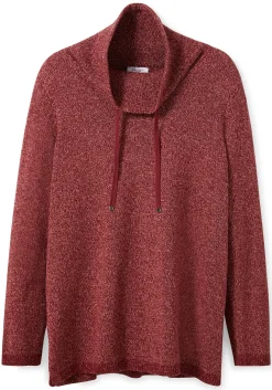 Pullover mit weitem Kragen, in melierter Optik