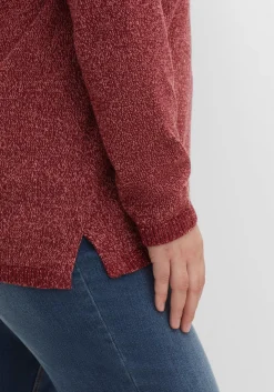 Pullover mit weitem Kragen, in melierter Optik