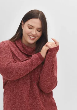Pullover mit weitem Kragen, in melierter Optik