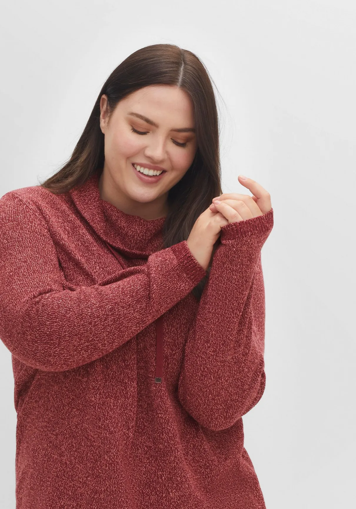 Pullover mit weitem Kragen, in melierter Optik