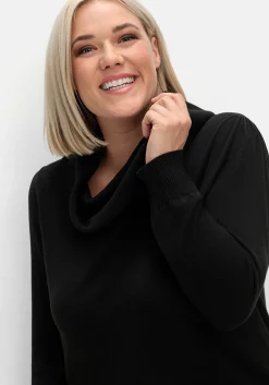 Pullover mit weitem Wasserfall-Rollkragen
