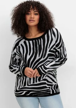 Pullover mit Zebramuster und Kontrastdetails