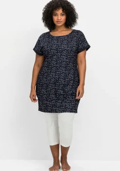Relax-Shirtkleid mit Alloverdruck und breitem Saum