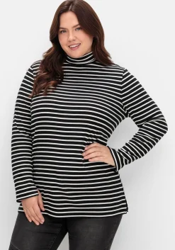 Ringelshirt mit Rollkragen, in Rippqualität
