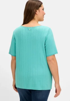 Rippshirt im Ajourmuster, mit Spitzendetails