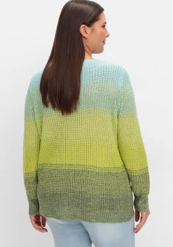 Rippstrickpullover mit Rundhals und Farbverlauf