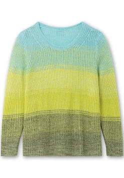 Rippstrickpullover mit Rundhals und Farbverlauf