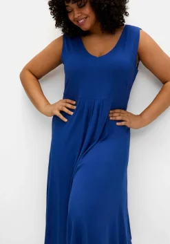 Ärmelloses Jerseykleid mit Raffung vorn