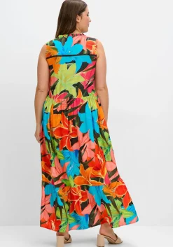 Ärmelloses Maxikleid mit Blumenprint