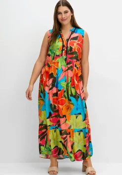 Ärmelloses Maxikleid mit Blumenprint