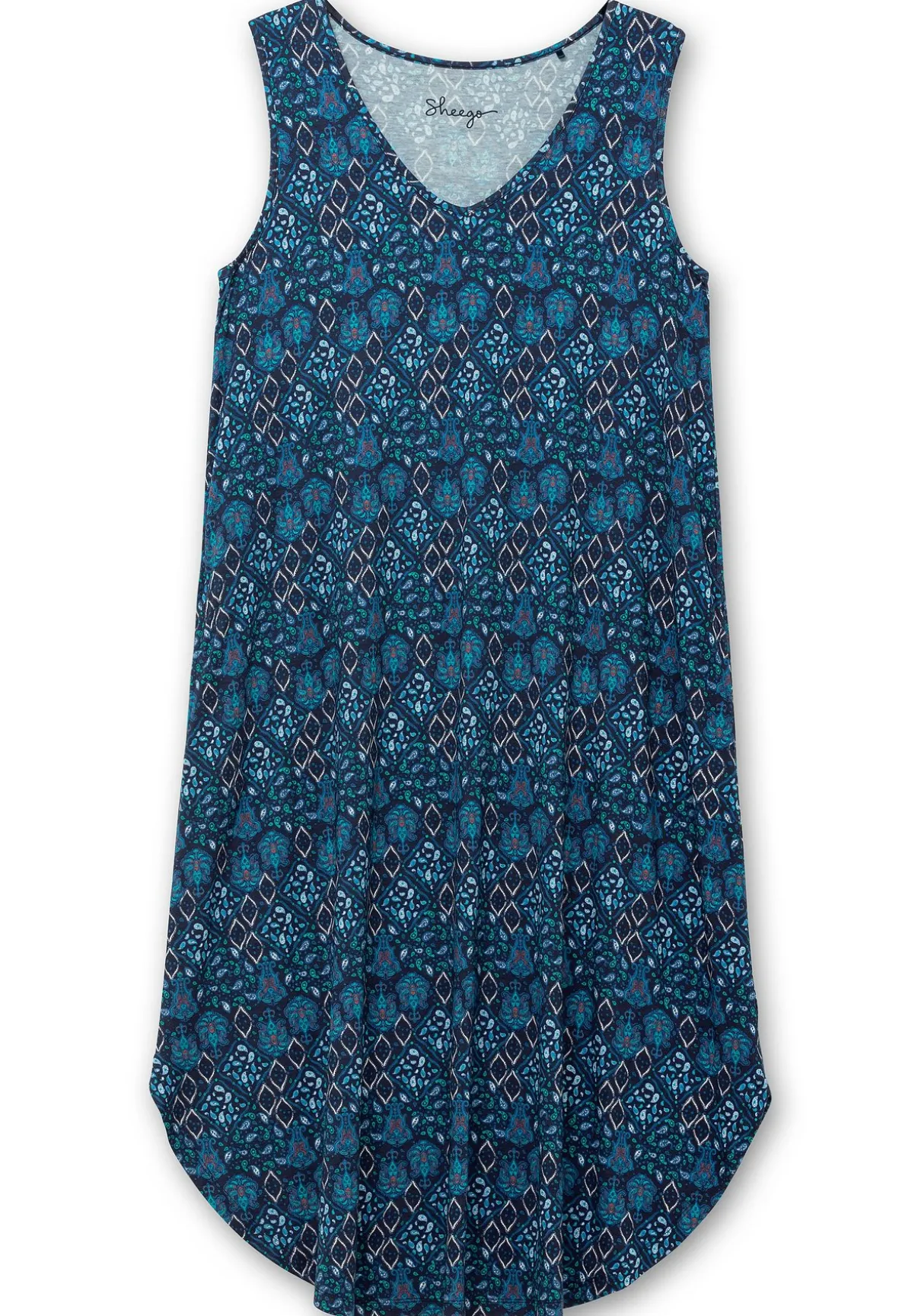 Ärmelloses Midi-Jerseykleid mit Ornamentprint