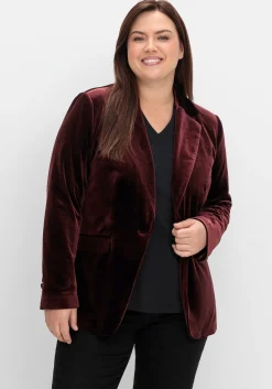 Samtblazer mit 1-Knopf-Verschluss, taillierte Form