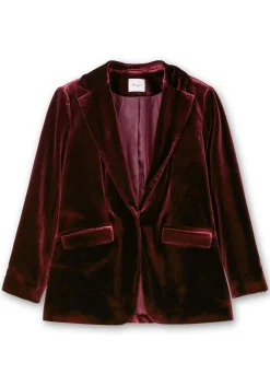 Samtblazer mit 1-Knopf-Verschluss, taillierte Form