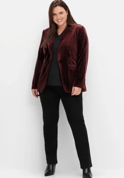 Samtblazer mit 1-Knopf-Verschluss, taillierte Form