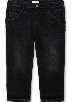 Schmale Caprijeans mit Used-Effekten