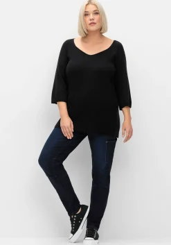 Schmale Cargo-Jeans mit Tasche seitlich am Bein