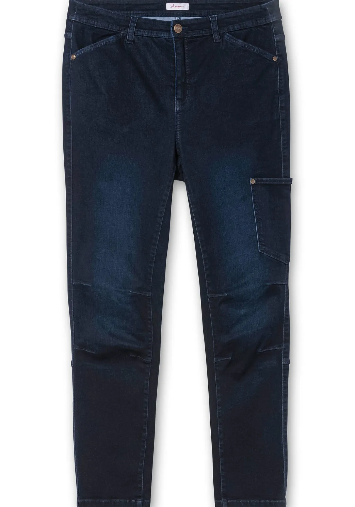 Schmale Cargo-Jeans mit Tasche seitlich am Bein