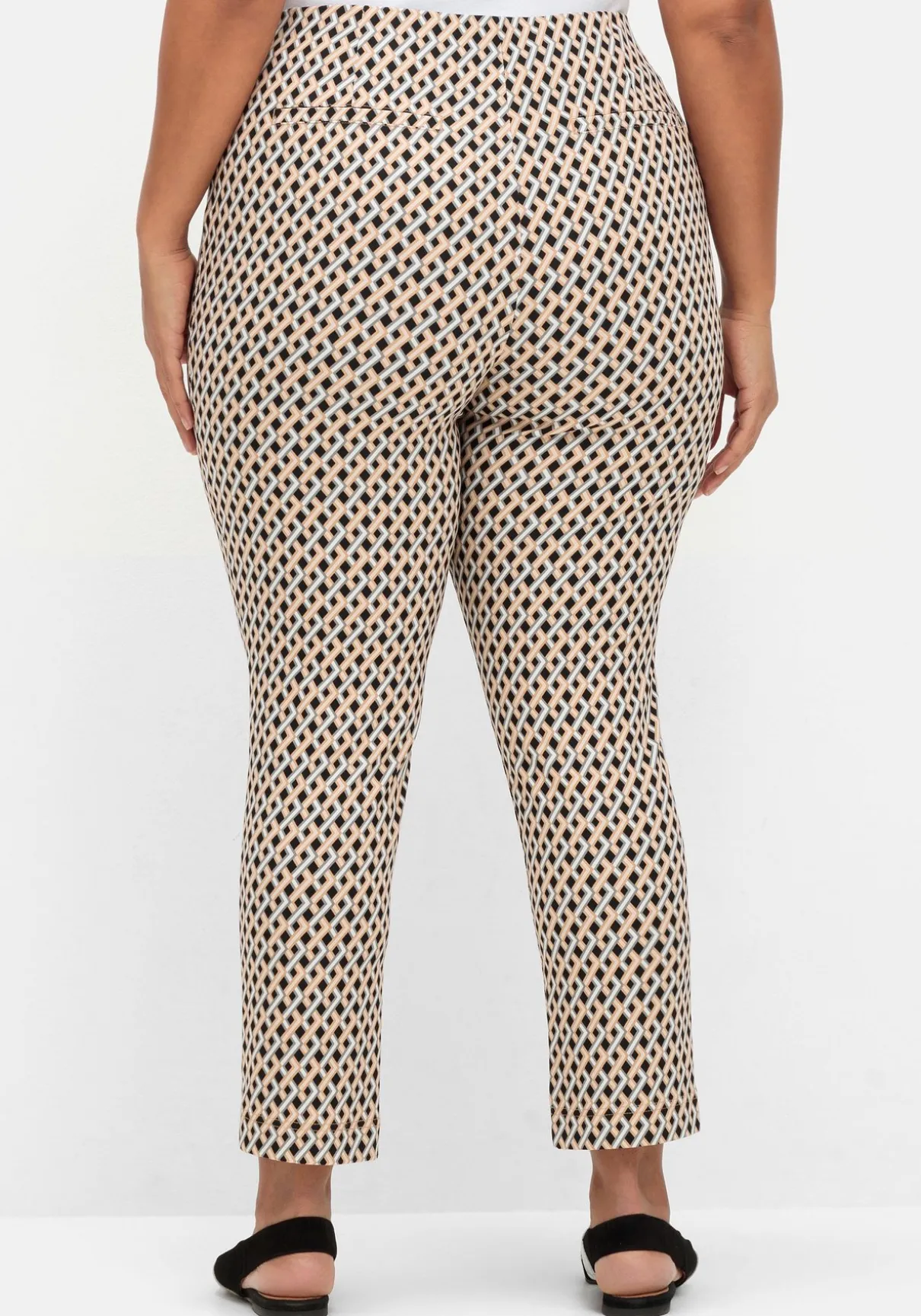 Schmale Hose aus Bengalin, mit Grafik-Alloverprint