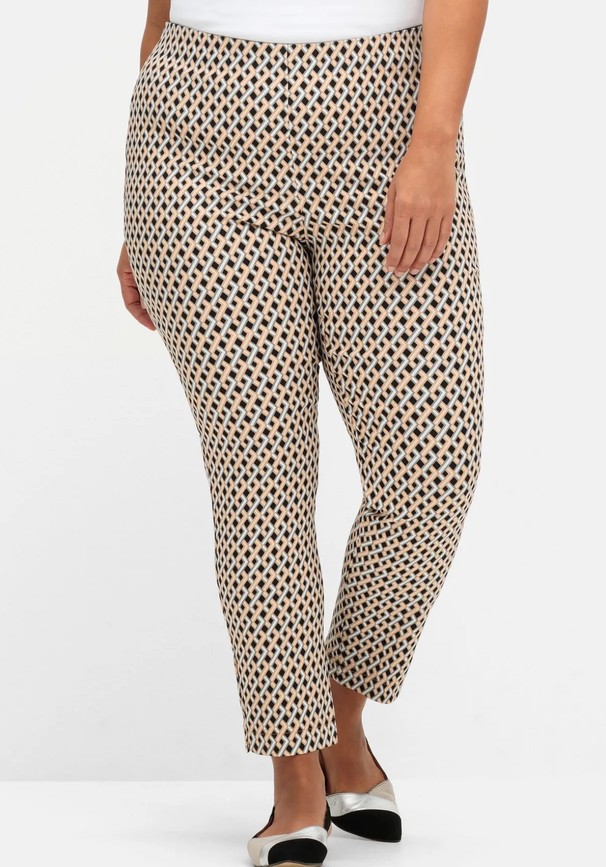 Schmale Hose aus Bengalin, mit Grafik-Alloverprint