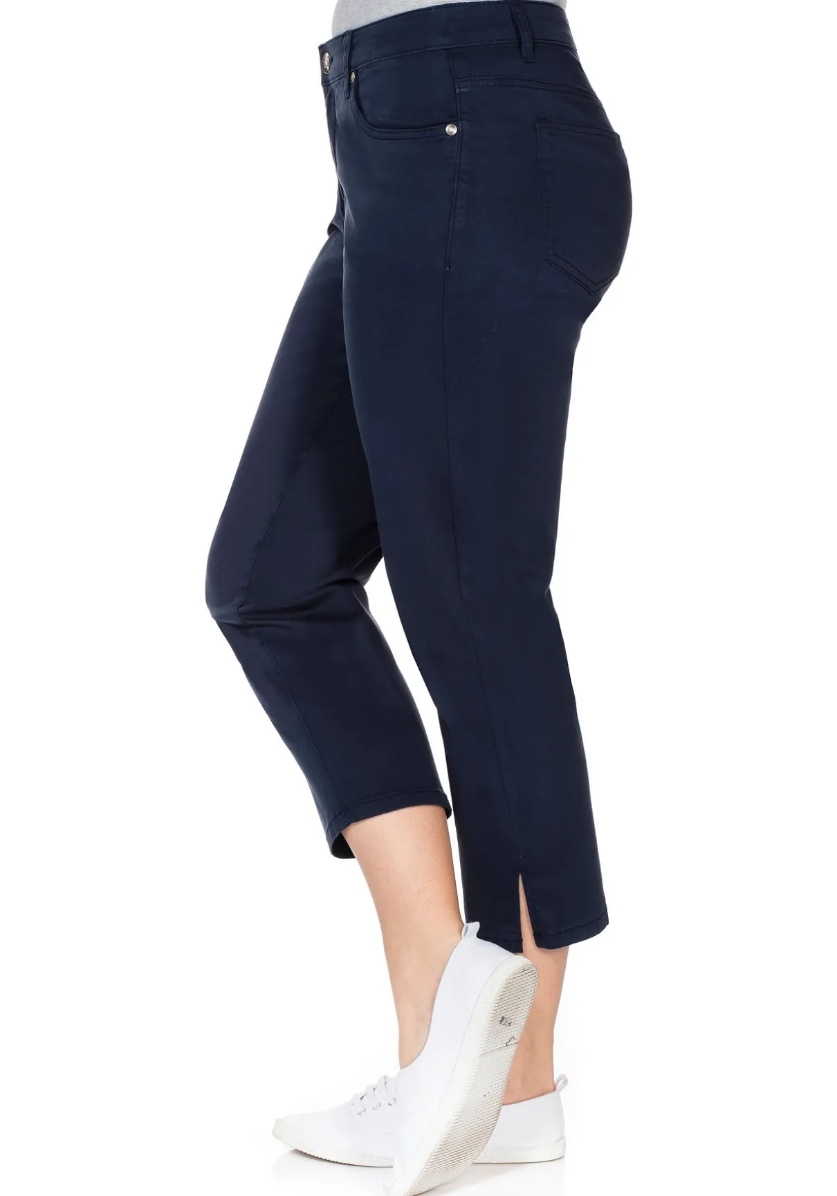 Schmale 7/8-Hose aus elastischem Baumwoll-Twill