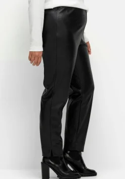 Schmale Hose in Lederoptik, knöchelfreie Länge