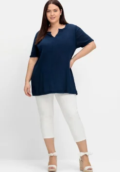 Schmale 7/8-Hose mit Gummibund, aus Twill