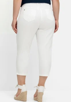 Schmale 7/8-Hose mit Gummibund, aus Twill