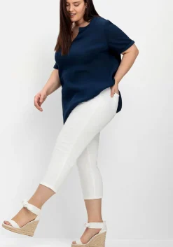 Schmale 7/8-Hose mit Gummibund, aus Twill