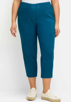 Schmale 7/8-Hose mit Gummibund, aus Twill