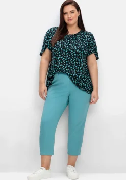 Schmale 7/8-Hose mit Gummibund, aus Twill